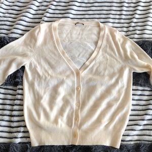 EUC Bottega Veneta 100% Cashmere Cream Cardigan